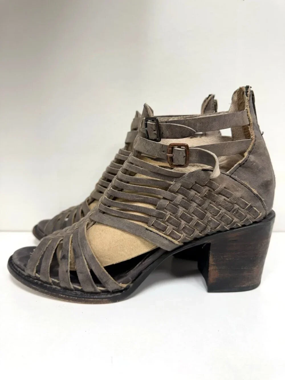 Freebird Todum Distressed Leather Wedge Sandal